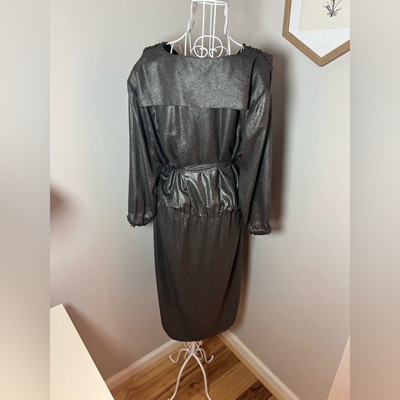 Day Birger Et Mikkelsen Metallic Chiffon Wrap Dress Sz 10 Holiday Party Festive - Picture 3 of 6